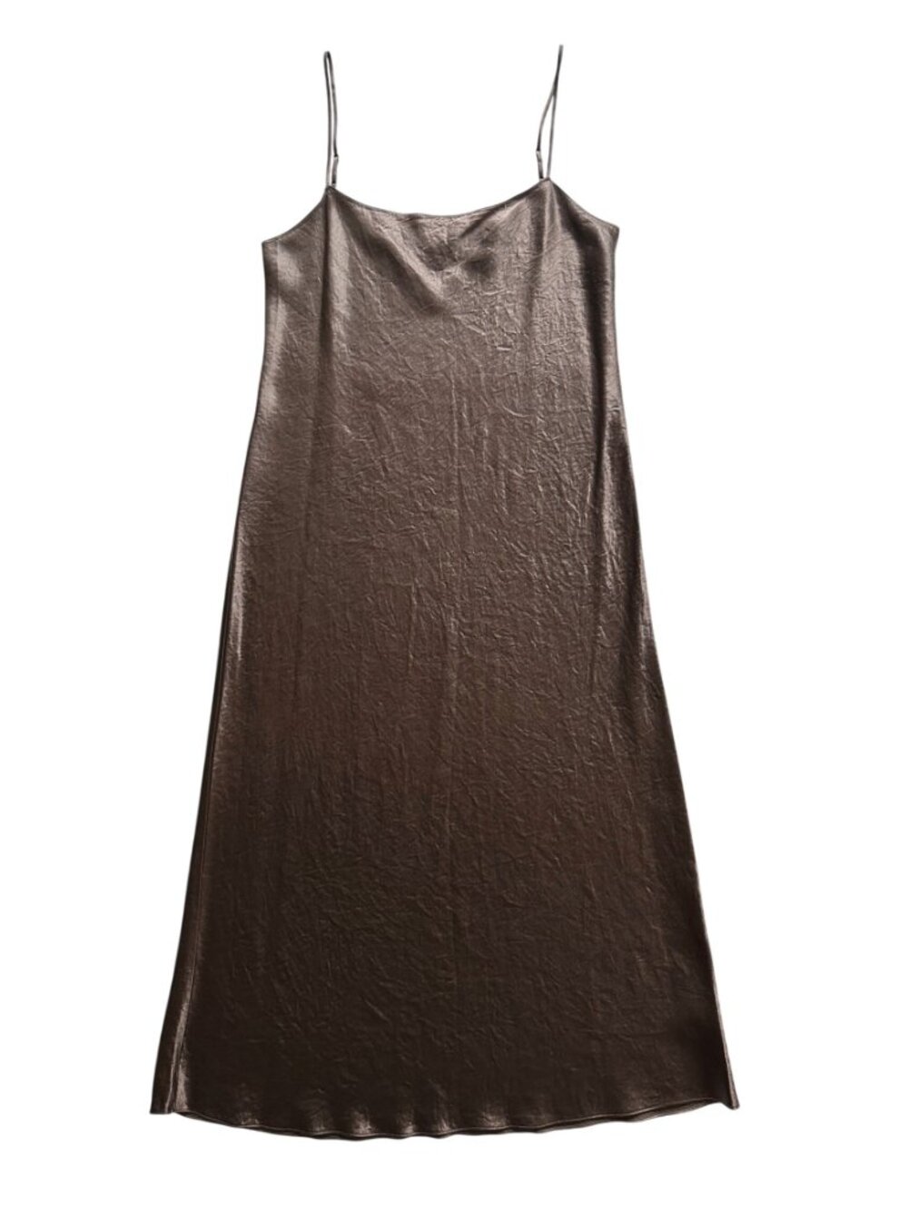 Vince Satin Bias Maxi Slip Dress Chocolate Brown Crinkled Naia Acetate S - Picture 3 of 7